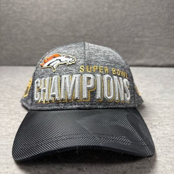 Denver Broncos Super Bowl 50 Champions Hat New Era 9Forty Gray Strap Back Adjust - Picture 2 of 7